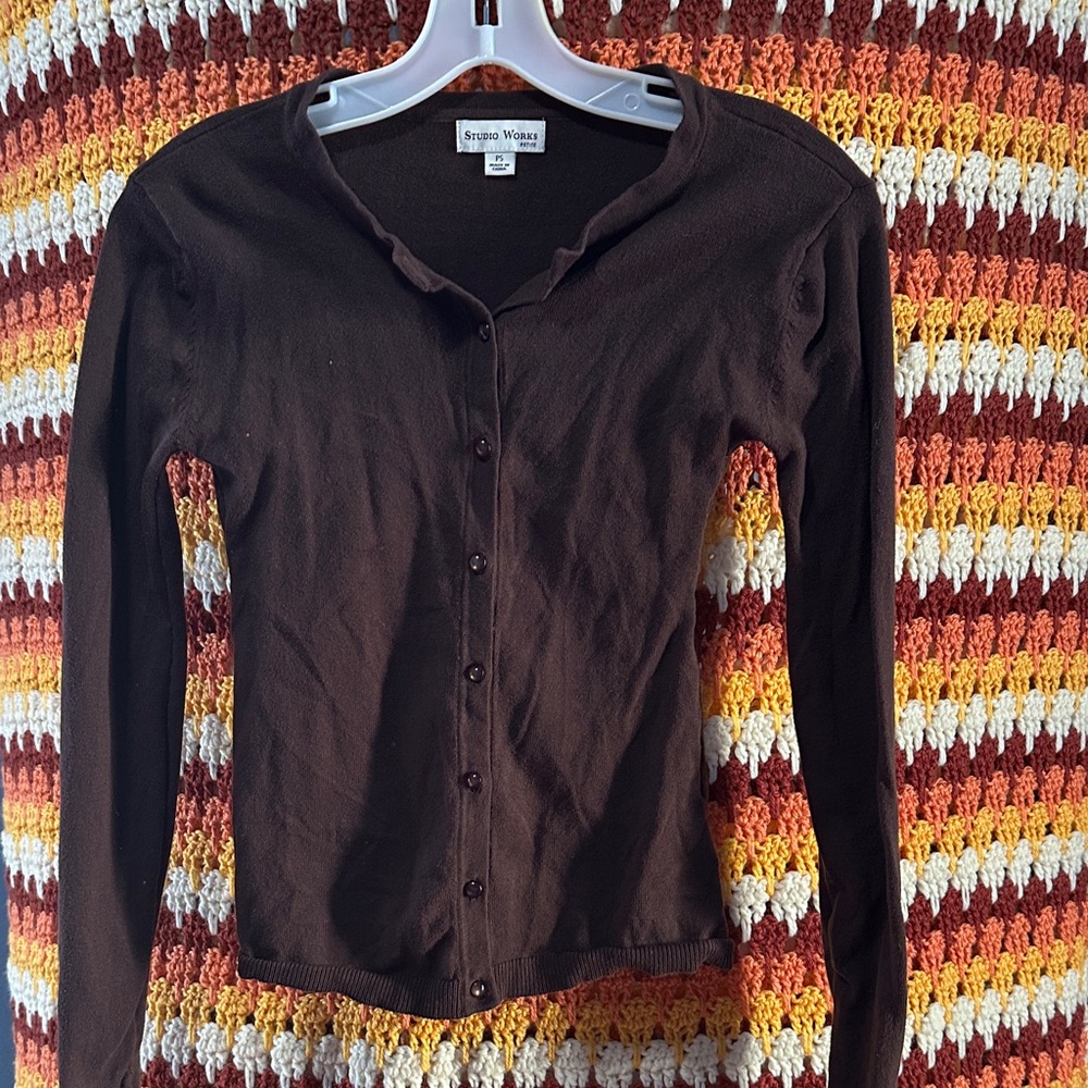 Sag Harbor Dark Brown Button-Up Shirt